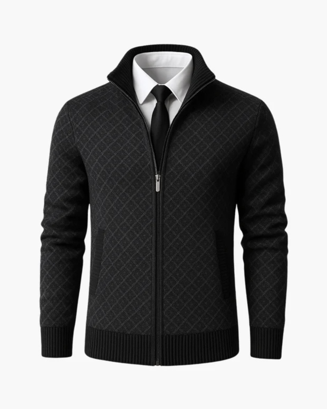 Knitted Men's Vest with Subtle Check Pattern