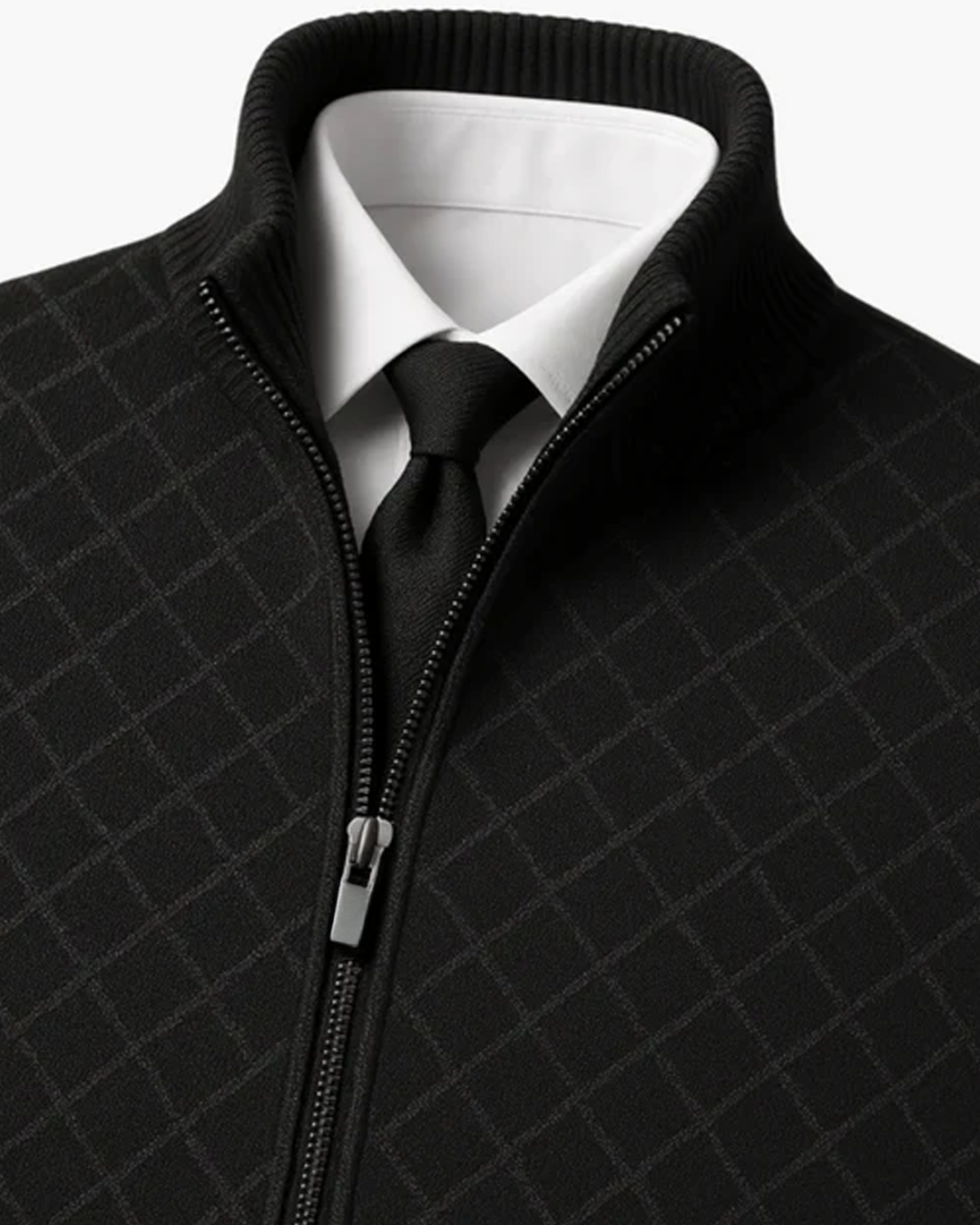 Knitted Men's Vest with Subtle Check Pattern
