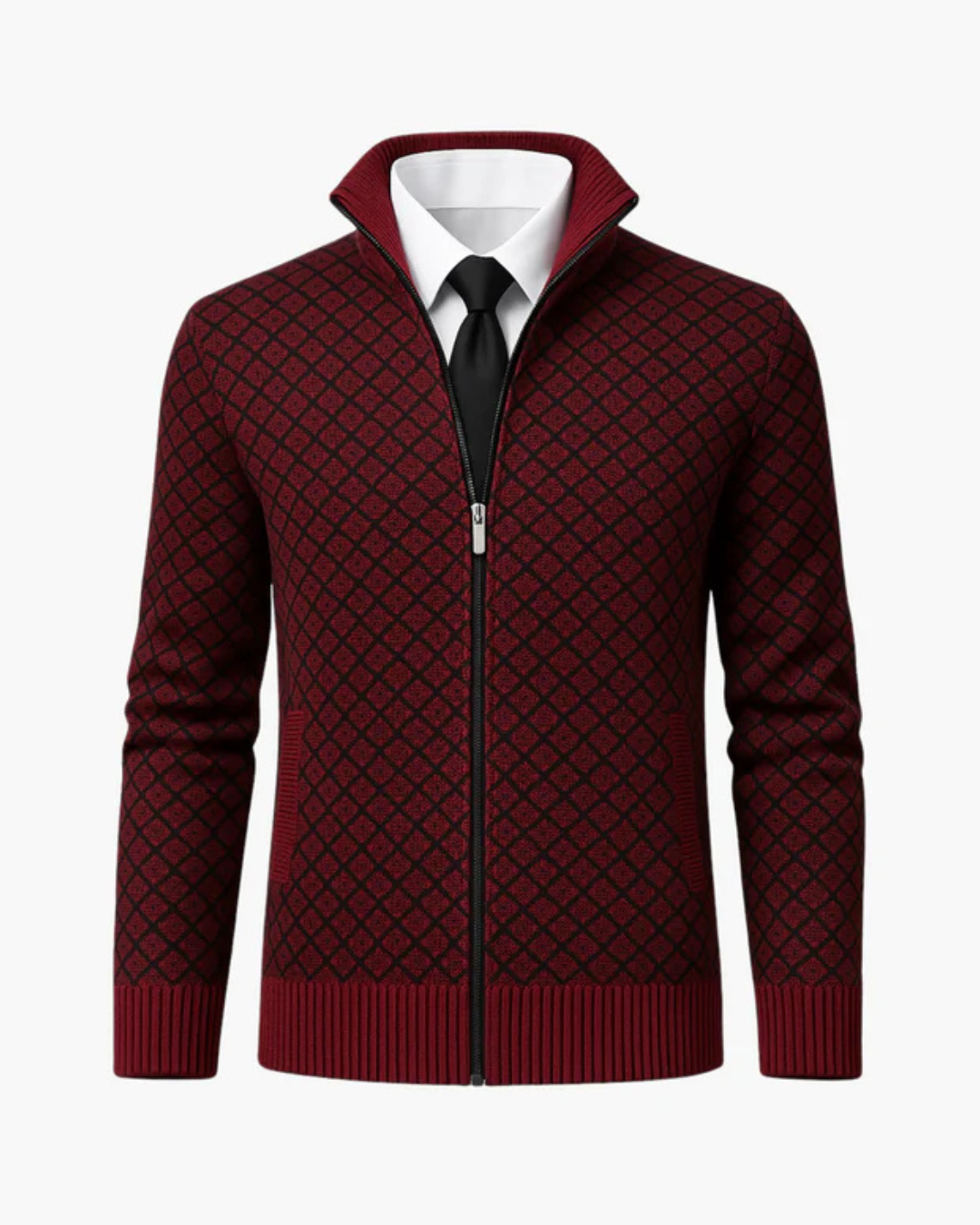 Knitted Men's Vest with Subtle Check Pattern