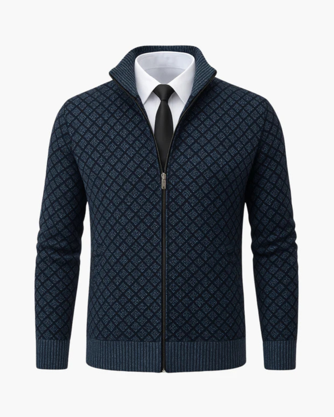 Knitted Men's Vest with Subtle Check Pattern