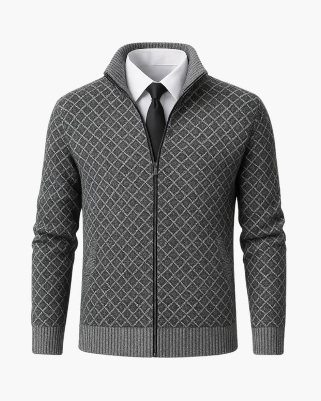 Knitted Men's Vest with Subtle Check Pattern