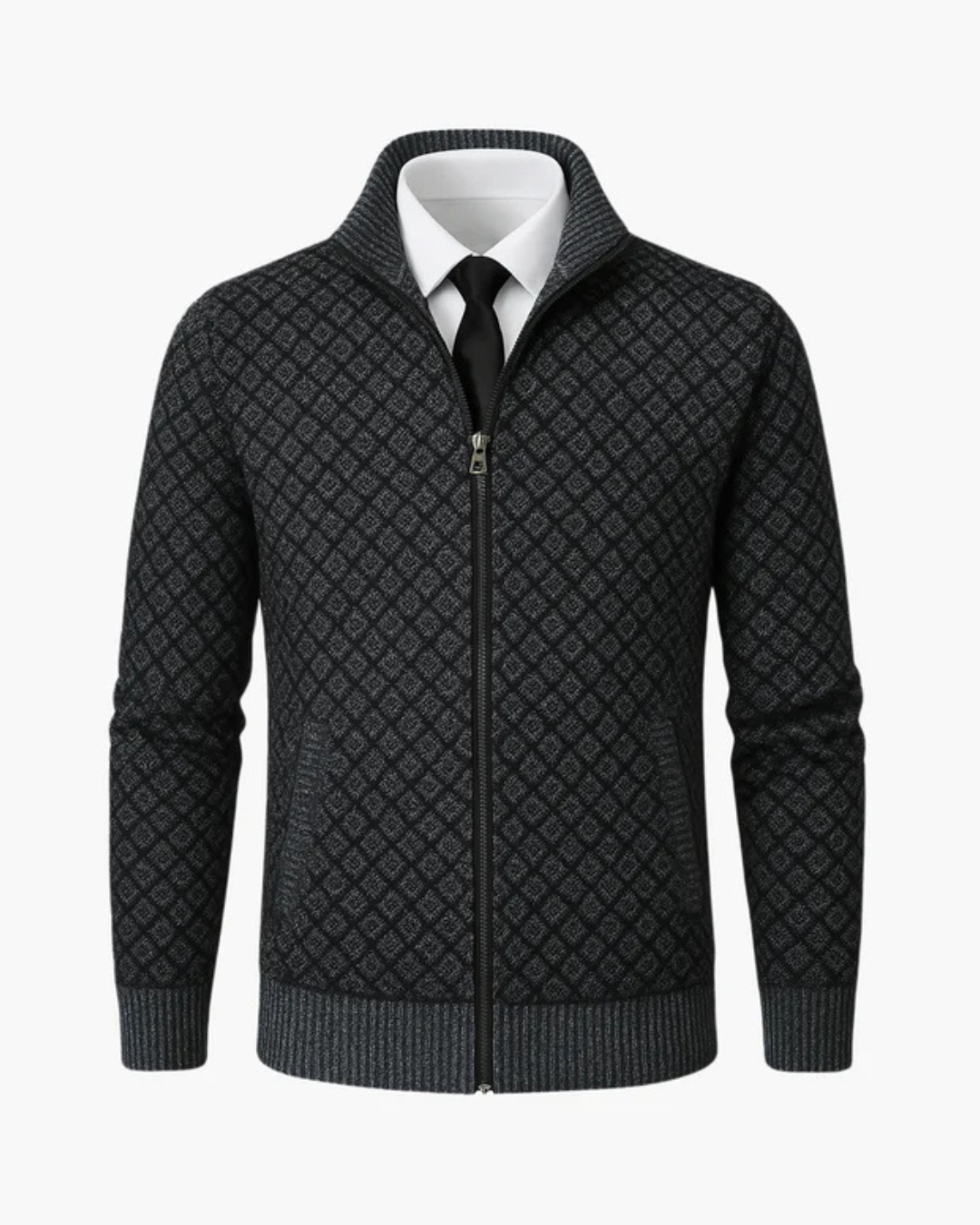 Knitted Men's Vest with Subtle Check Pattern