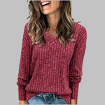 KASHA™ - Casual V-Neck Long Sleeve Sweater