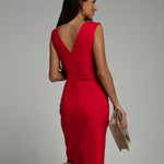 Freya | Tailored V-neck dress with slit