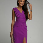 Freya | Tailored V-neck dress with slit