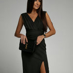 Freya | Tailored V-neck dress with slit