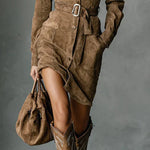 LUNA™ | Suede Belted Mini Dress