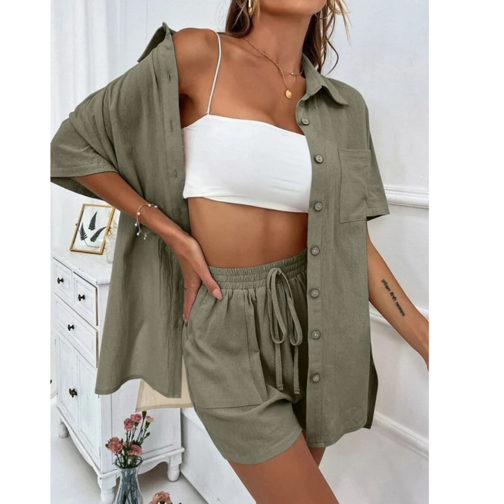 KRISTINE™ – Casual Summer  Button-Down Lounge Set