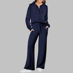 UDAY™ - Comfy Half Zip Sweatshirt and Wide Leg Pants Set