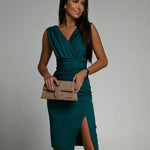 Freya | Tailored V-neck dress with slit