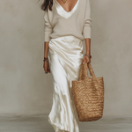 Elena™ | Midi Satin Dress And Sweater