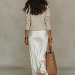 Elena™ | Midi Satin Dress And Sweater