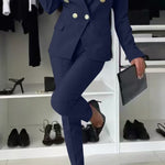 PENNIE™ - Classy Collar Blazer and Flared Pants Set