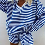 NOLANI™ – Relaxed Fit Striped V-Neck Lounge Set