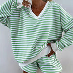 NOLANI™ – Relaxed Fit Striped V-Neck Lounge Set