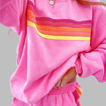 JOVIE™ - Comfy Striped Crew Neck Top and Shorts Pajama Set