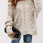 LENNY™ - Chic Off Shoulder Long Sleeve Sweater