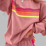 JOVIE™ - Comfy Striped Crew Neck Top and Shorts Pajama Set
