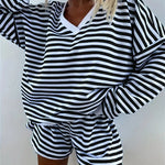 NOLANI™ – Relaxed Fit Striped V-Neck Lounge Set