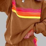 JOVIE™ - Comfy Striped Crew Neck Top and Shorts Pajama Set