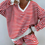 NOLANI™ – Relaxed Fit Striped V-Neck Lounge Set
