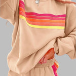 JOVIE™ - Comfy Striped Crew Neck Top and Shorts Pajama Set