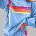 JOVIE™ - Comfy Striped Crew Neck Top and Shorts Pajama Set