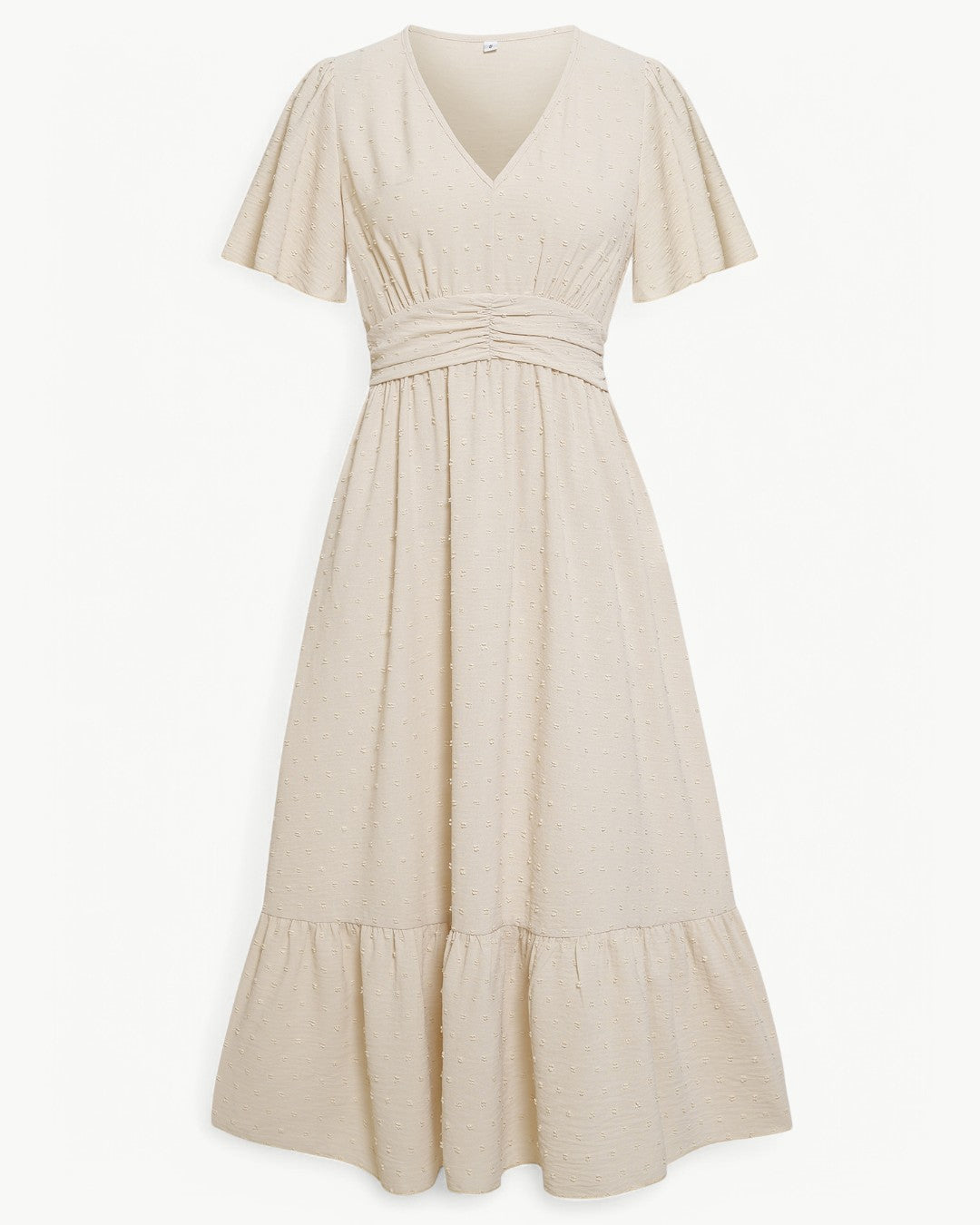 Renée | V-neck calf-length dress with short sleeves – Light and stylish