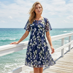 Short-Sleeved A-Line Evening Dress