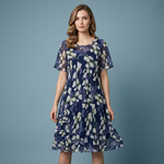 Short-Sleeved A-Line Evening Dress